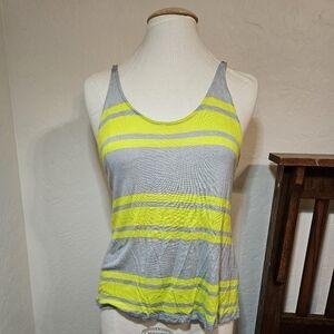 Gray and Yellow Striped Women's Tank Top